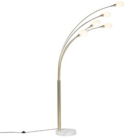 Candeeiro de pé Art Déco dourado com 5 luzes - Marmo dos anos 60 Moderno,Design
