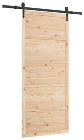 Porta Deslizante Castanho 80 x 208 cm Madeira de pinho maciça