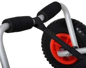 Carrinho de transporte dobrável para caiaque carga 75 kg de alumínio ajuste universal com rodas para barco canoa 57,5x33x24 cm prata