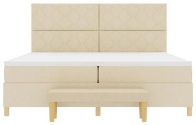 Cama Box Spring com Colchão e Banco Creme 200x200 cm Tecido