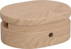 Oval wooden canopy with 2 side holes for string light cable and Filé system. Made in Italy
