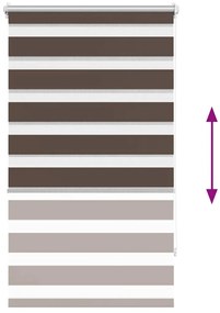 Estore de rolo 70 x 120 cm, linhas de zebra / Café
