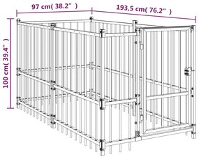 Canil para cães 193,5x97x100 cm aço preto