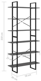 Estante alta 100x30x210 cm madeira de pinho maciça cinzento