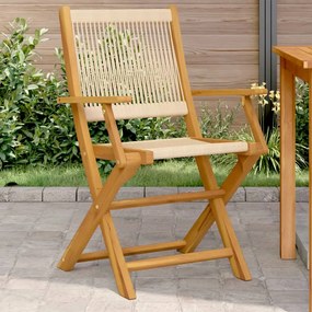 vidaXL Cadeiras de jardim 2 pcs acácia maciça e polipropileno bege