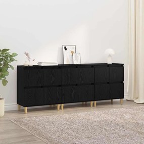 vidaXL Aparadores 3 pcs Carvalho Preto 60 x 35 x 70 cm