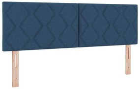 Cama Box Spring com Colchão &amp; Luz LED Azul 140x200 cm Tecido