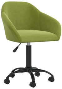 vidaXL Cadeira de jantar giratória veludo verde-claro