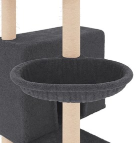 Árvore p/ gatos c/ postes arranhadores sisal 143cm cinza-escuro