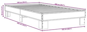 Estrutura de cama derivados de madeira e metal carvalho fumado