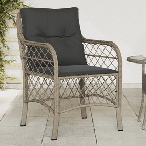 vidaXL Cadeiras de jardim com almofadões 2 pcs vime PE cinzento-claro