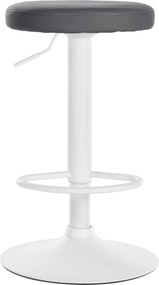 Conjunto de 2 bancos altos em couro sintético de estrutura branca 60-81 x 38,5 cm cinzento