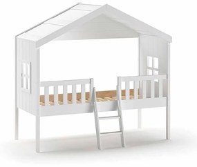 Cama para Crianças Casa HOUSEBED COM ESCADA BRANCA