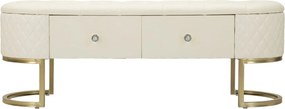 BANCO COM GAVETAS SHARON BRANCO E DOURADO 120X40X43 CM