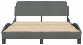 Estrutura de cama sem colchão 140x190 cm tecido cinzento-escuro