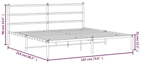 Estrutura de cama com cabeceira 183x213 cm metal preto