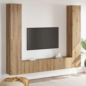 vidaXL Conjunto de móvel de TV 6 pcs Castanho 221 x 30 x 180 cm