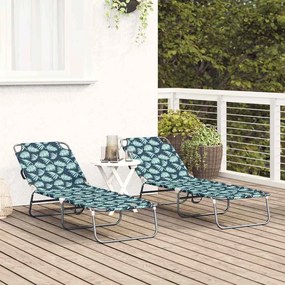 Espreguiçadeira dobrável 2 pcs Padrão de folhas Tecido Oxford 600D