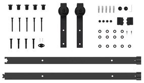 Kit de ferragens para porta deslizante 152,5 cm aço preto