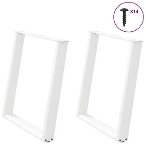 Pernas p/ mesa de jantar 2 pcs forma U 80x(72-73) cm aço branco