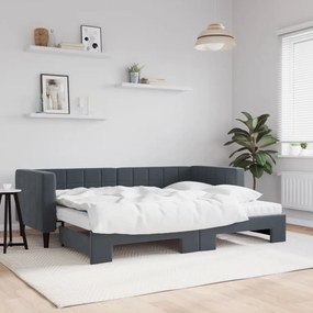 vidaXL Sofá-cama c/ gavetão e colchões 80x200cm veludo cinzento-escuro