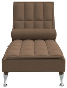 Chaise lounge de massagem com rolo tecido castanho