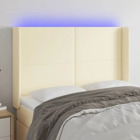 vidaXL Cabeceira cama c/ LED 147x16x118/128 cm couro artificial crème