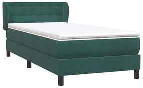 Cama com molas/colchão verde-escuro 80x210 cm veludo