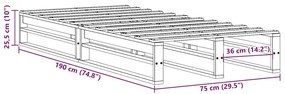 Cama sem colchão 75x190 cm madeira de pinho maciça branco