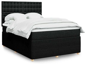 vidaXL Cama com molas/colchão 140x190 cm tecido preto