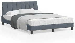 Estrutura de cama c/ cabeceira 140x190cm veludo cinzento-escuro