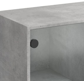 Mesa de centro c/ portas de vidro 102x50x42 cm cinza cimento