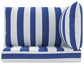 Almofadões p/ paletes 3 pcs tecido oxford riscas azul/branco