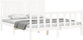 Cama sem colchão 160x200 cm madeira de pinho maciça branco