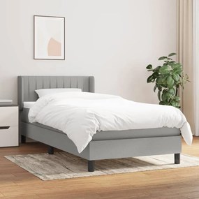vidaXL Cama com molas/colchão 90x200 cm tecido cinza-claro