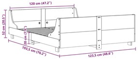 Estrutura cama c/ cabeceira 120x190 cm pinho maciço