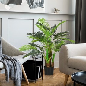 Palmeira artificial, 1 m de altura. Árvore artificial com tronco, ramos, líquen e folhas - Muito realista - Vaso incluído
