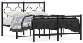 vidaXL Estrutura de cama com cabeceira e pés 120x200 cm metal preto