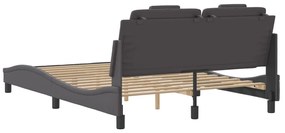 Estrutura cama c/ cabeceira 120x200cm couro artificial cinzento