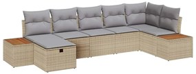 Conjunto de Sofá de Jardim vidaXL com Almofadas Bege Vime PE
