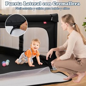 Parque infantil para bebés com 50 bolas oceânicas e 4 pegas com porta  para 0-3 anos 150 x 150 x 76,5 cm Preto.