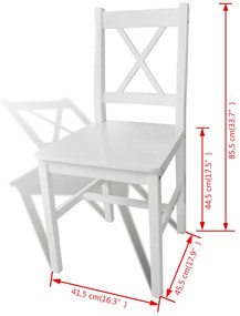 Cadeiras de jantar 2 pcs madeira de pinho branco