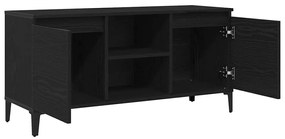Armário de TV vidaXL Preto Carvalho 102x35x50 cm de Madeira de Engenha