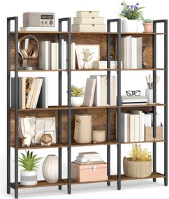 Estante com 5 prateleiras abertas 24 x 128 x 154,1 cm Castanho vintage + Preto