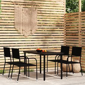 5 pcs conjunto de jantar para jardim preto