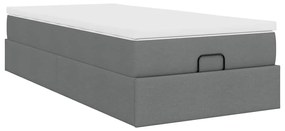 Estrutura cama otomana colchão 90x200 cm tecido cinzento escuro