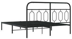 Estrutura de cama em metal com cabeceira 150x200 cm preto