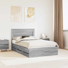 vidaXL Estrutura da Cama com gaveta Cinza Sonoma 120 x 200 cm
