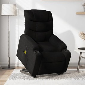 vidaXL Poltrona elétrica elevatória massagens tecido preto