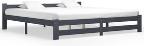 Estrutura de cama 200x200 cm pinho maciço cinzento-escuro